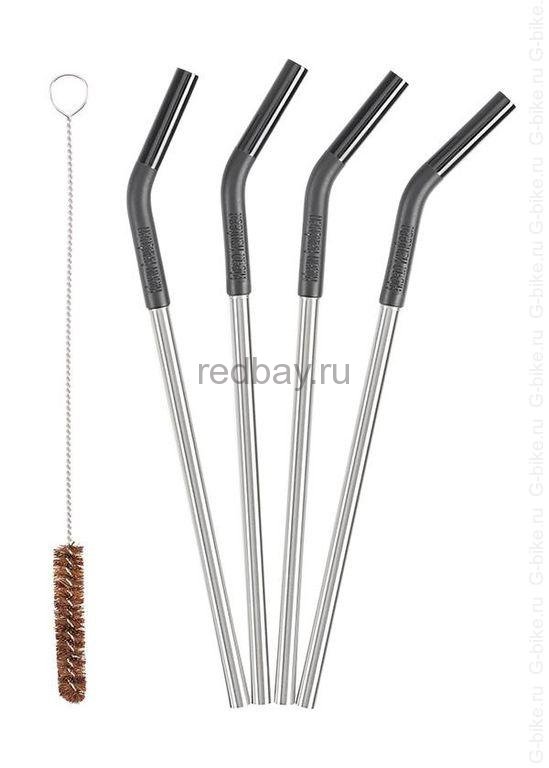 Трубочки для стаканов Klean Kanteen Steel Straws - 4 шт black/brushed stainless 